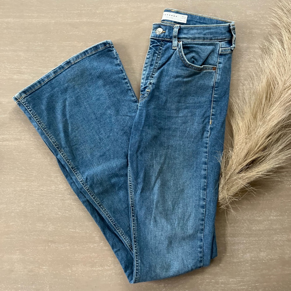TOPSHOP Jamie Flare Jean mid blue  W 28 L 34